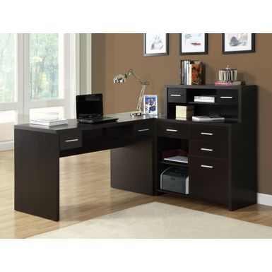 Computer Desk/ Home Office/ Corner/ Left/ Right Set-up/ Storage Drawers/ L Shape/ Work/ Laptop/ Laminate/ Brown/ Contemporary/ Modern