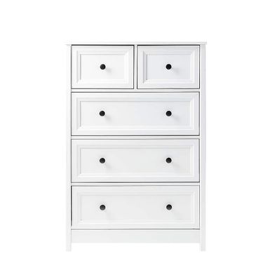 Walker Edison - Classic Grooved 5-Drawer Dresser - White