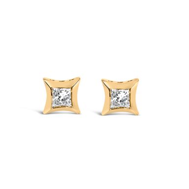 10K Yellow Gold 1/5 Cttw Invisible Set Princess-Cut Diamond Stud Earrings (H-I Color, SI2-I1 Clarity)