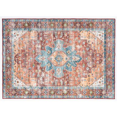 Wania Rust And Ivory 3X5 Washable Area Rug