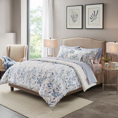 Blue Sofia Reversible 8 Piece Comforter Set with Bed Sheets King