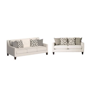 Contemporary Fabric 2-Piece Sofa Set in Ivory