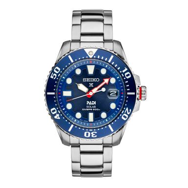 Seiko - Mens Prospex PADI Special Edition Solar Diver SS Watch Blue Dial