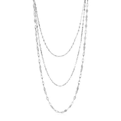 Sterling Silver Three Strand Marina Link Necklace (16 Inch)