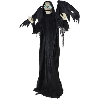 Life-Size Animatronic Winged Reaper with Lights and Sound, Indoor/Covered Outdoor Halloween Decoration