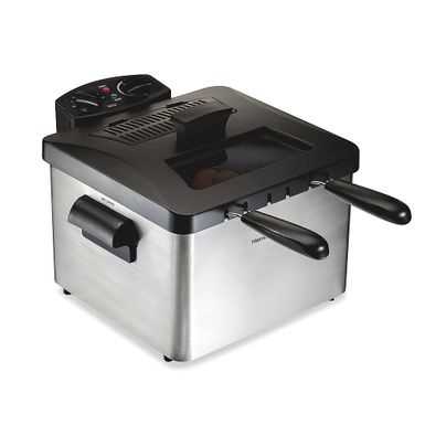 Hamilton Beach - Professional 12 Cup Deep Fryer with 3 Baskets - Silver/Black