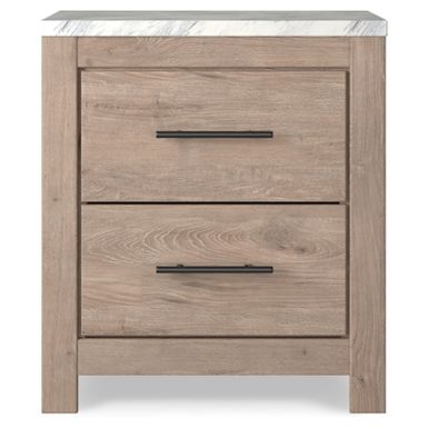 Light Brown/White Senniberg Two Drawer Night Stand