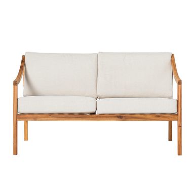 Walker Edison - Modern Solid Wood Outdoor Loveseat - Natural