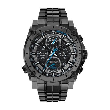 Bulova  - Mens Precisionist Black Stainless Steel Watch Black Dial