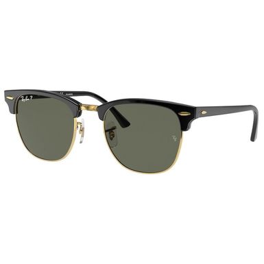 Ray-Ban Clubmaster Sunglasses (RB3016-901-58, Black/Crystal Green Polarized)