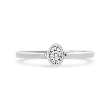 .925 Sterling Silver 1/20 Cttw Miracle Set Diamond Oval Shaped Promise Ring (J-K Color, I1-I2 Clarity) - Size 6