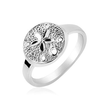 Sterling Silver Textured Sand Dollar Ring (Size 7)