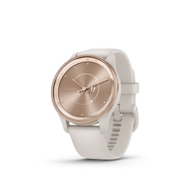 Garmin - vívomove Trend Hybrid Smartwatch 40 mm Fiber-Reinforced Polymer - Peach Gold Stainless Steel with Ivory Band