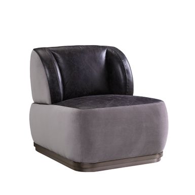 ACME Decapree Accent Chair, Antique Slate Top Grain Leather & Gray Velvet