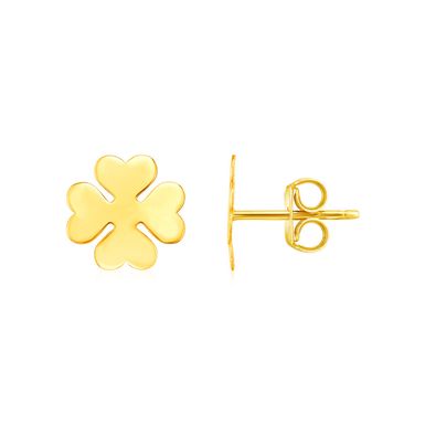 14K Yellow Gold Four Leaf Clover Earrings