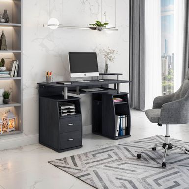 Complete Computer Workstation Desk with Storage, Espresso