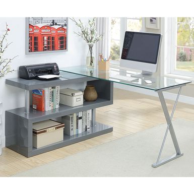 Modern Metal Swivel Writing Desk in Gray