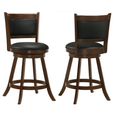 Broxton Upholstered Swivel Counter Height Stools Chestnut and Black (Set of 2)