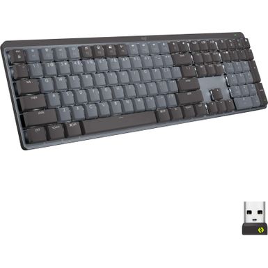 Logitech - MX Mechanical Full size Wireless Mechanical Clicky Switch Keyboard for Windows/macOS with Backlit Keys - Graphite