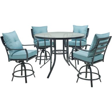 Lavallette 5pc: 4 Swivel Bar Chairs and Bar Glass Table