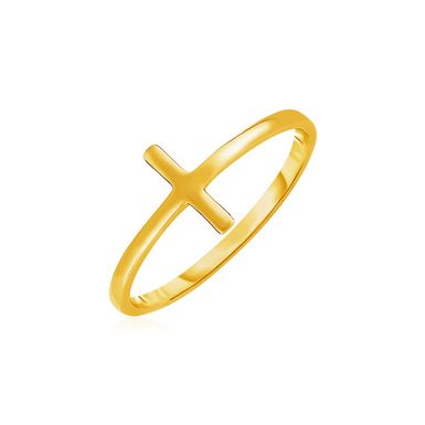 14k Yellow Gold Cross Motif Ring (Size 7)