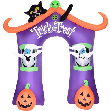 9-Ft. Inflatable Pre-Lit Trick or Treat Walkway Arch with Black Cat, Jack-O-Lantern, and Ghost