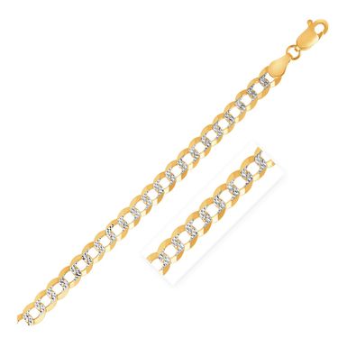 3.6mm 14k Two Tone Gold Pave Curb Bracelet (7 Inch)