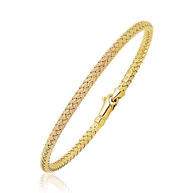 Fancy Weave Bangle in 14k Yellow Gold (3.0mm) (7.25 Inch)