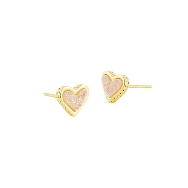 Kendra Scott Framed Sri Heart Stud Earrings (Gold/Iridescent Drusy)