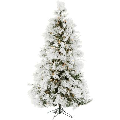 Fraser Hill Farm 12.0' Snowy Flocked Pine Tree, Clear LED Lights