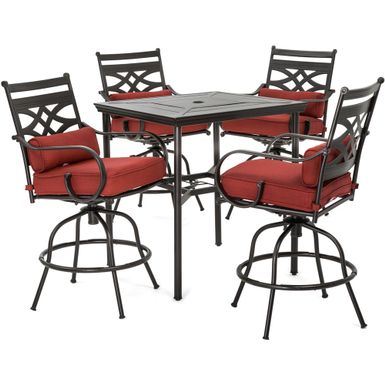 Montclair 5pc High Dining: 4 Swivel Chairs, 33" Square High Dining Table