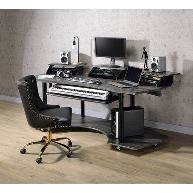 ACME Eleazar 83" Music Studio Desk, Black Oak