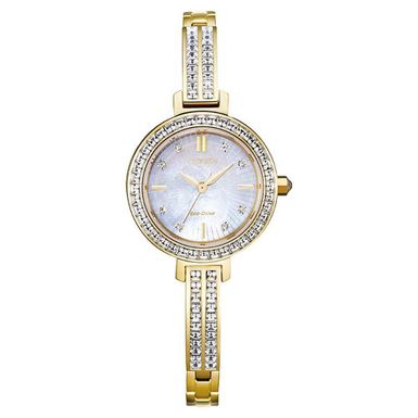 Citizen - Ladies Silhouette Crystal Eco-Drive Gold-Tone Watch Mother-of-Pearl Dial