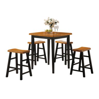 ACME Gaucho 5Pc Pack Counter Height Table Set, Oak & Black