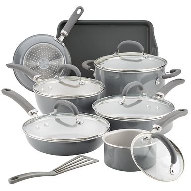 Rachael Ray - Create Delicious 13-Piece Cookware Set - Gray Shimmer