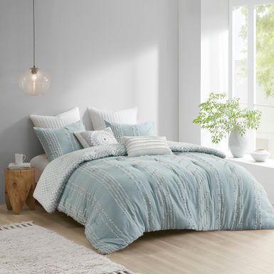 Aqua Kara 3 Piece Cotton Jacquard Comforter Set King/Cal King