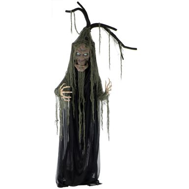 Life-size Poseable Talking Tree with Moving Mouth, Lights and Sound, Indoor or Covered Outdoor Halloween Decoration