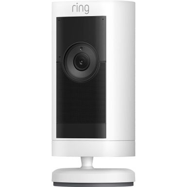 Ring - Stick Up Cam Pro Battery Indoor/Outdoor Security Camera with 3D Motion Detection HDR Video and Color Night Vision Wht - White