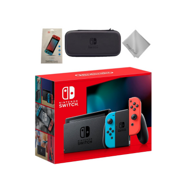 Nintendo Switch Gaming Console With Neon Blue Joy-Con Controllers With Accessories