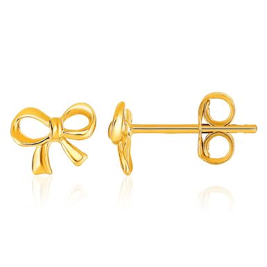 14k Yellow Gold Bow Style Post Earrings