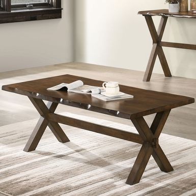 Transitional Solid Wood Coffee Table in Walnut