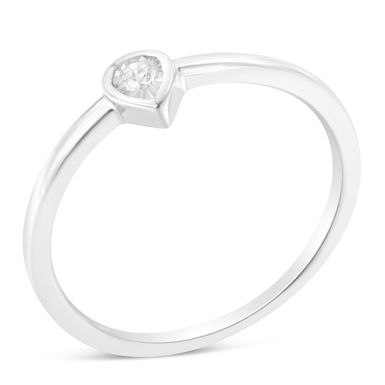 .925 Sterling Silver 1/20 Carat Diamond Teardrop Pear-Shaped Miracle Set Petite Fashion Promise Ring (J-K Color, I1-I2 Clarity) - Size 6