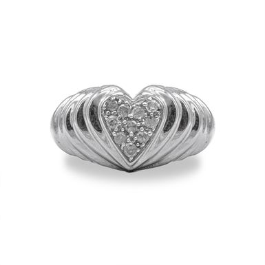 .925 Sterling Silver 1/6 Cttw Round Diamond "Heartbeat" Heart Band Ring (I-J Color, I3 Clarity) - Size 8