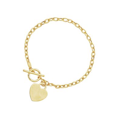 Toggle Bracelet with Heart Charm in 14k Yellow Gold (7.5 Inch)