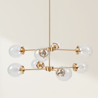 Gold/Clear Calista 8-Light Metal Chandelier with Globe Bulbs