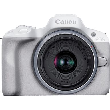 Canon - EOS R50 4K Video Mirrorless Camera with RF-S18-45mm f/4.5-6.3 IS STM Lens - White