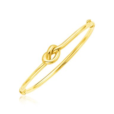 14k Yellow Gold Bangle Bracelet with Polished Knot (7 Inch)