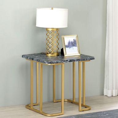 Contemporary Metal End Table in Gold/Black