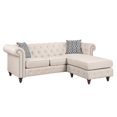 ACME Waldina Reversible Sectional Sofa, Beige Fabric