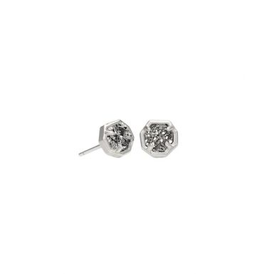 Kendra Scott Nola Silver Stud Earring (Rhodium/Platinum Drusy)